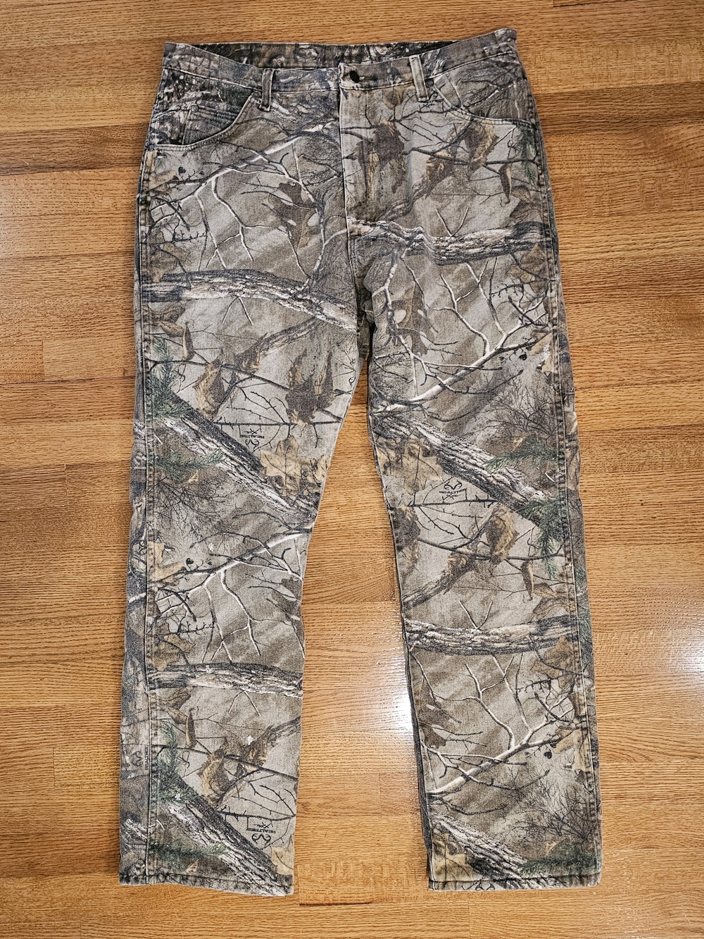 Wrangler Pro Gear Camo Pants Mens 38 x 34 PG200AX Quilted Fleece Lined Insulated